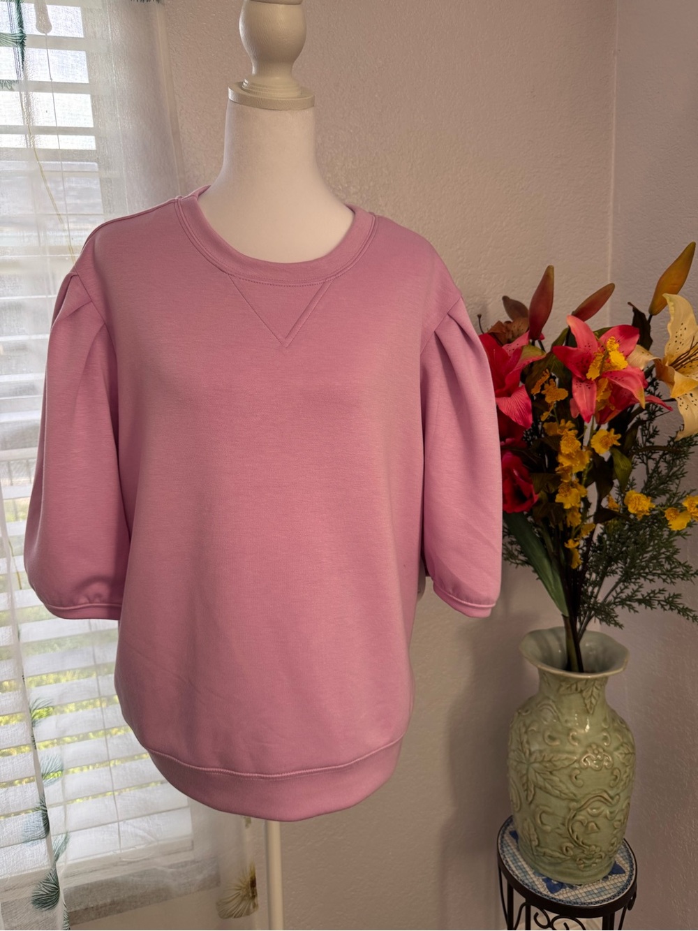 🩷🩷Scoop Pink Scuba Puff Sleeve Popover Sweatshirt NWT XXL 20